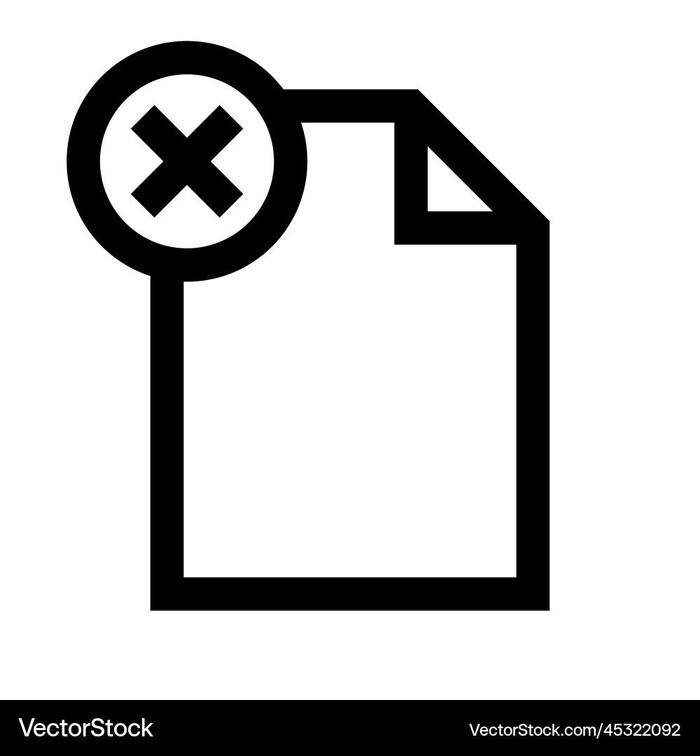 Delete file icon line isolated on white vector image