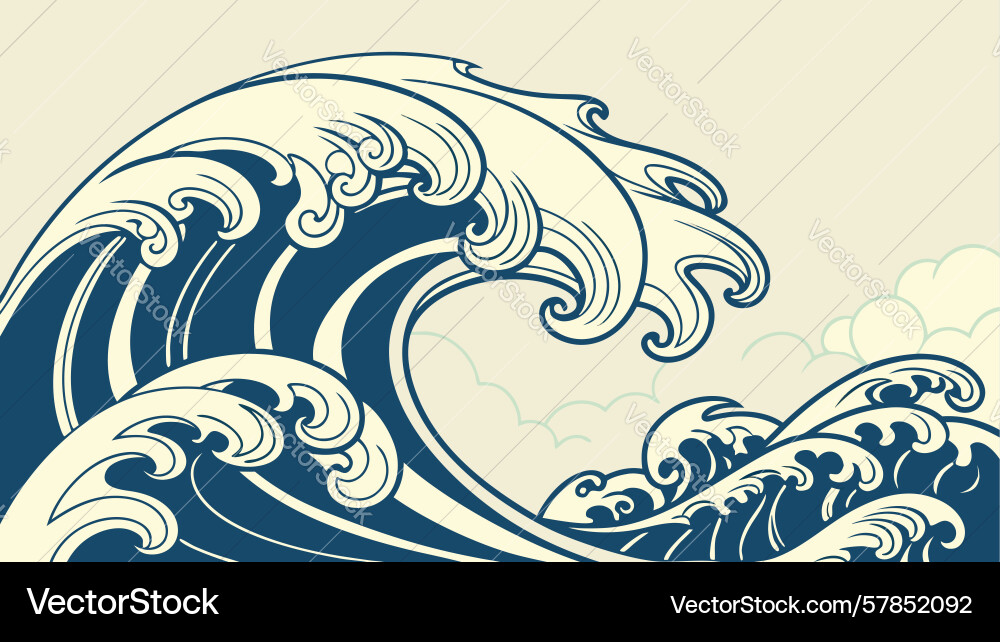 Detailed powerful ocean wave design generative ai Vector Image