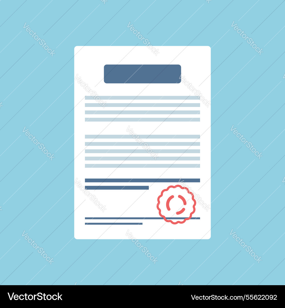Document with stamp and text icon in flat style Document with stamp and text icon in flat style vector image