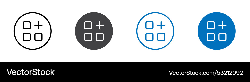 Layout grid add icon flat editable mark set Layout grid add icon flat editable mark set vector image