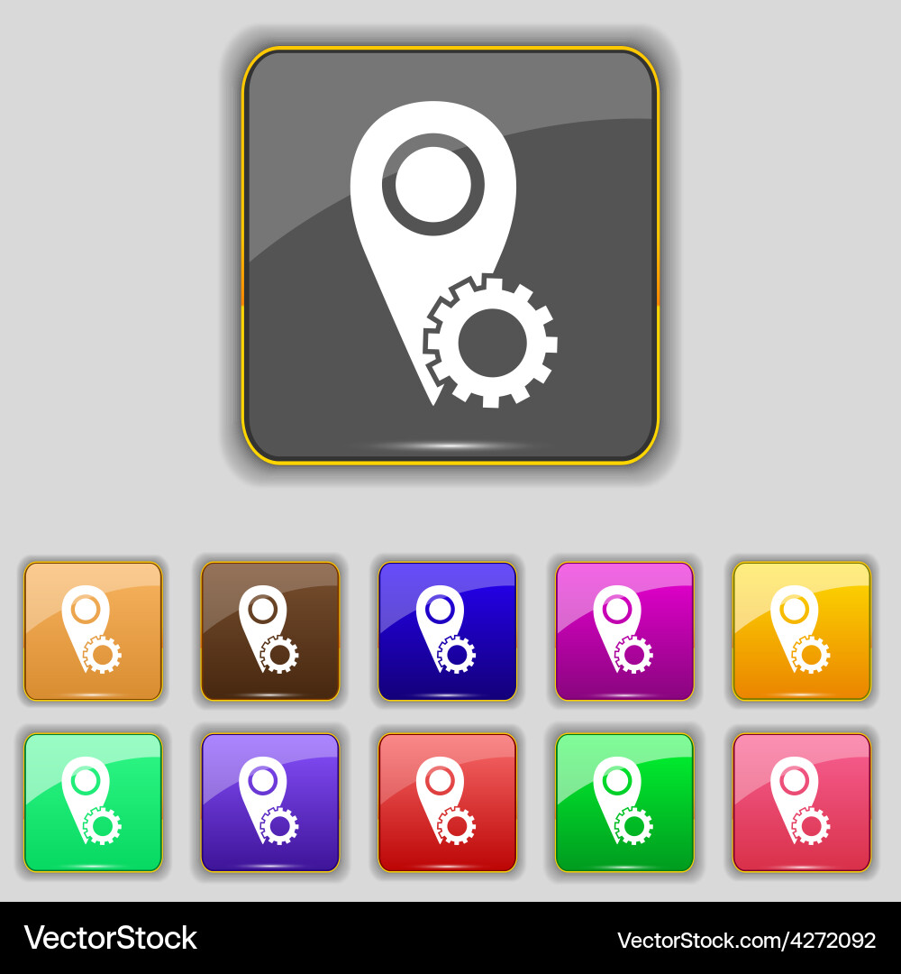 Map pointer setting icon sign set with eleven vector image