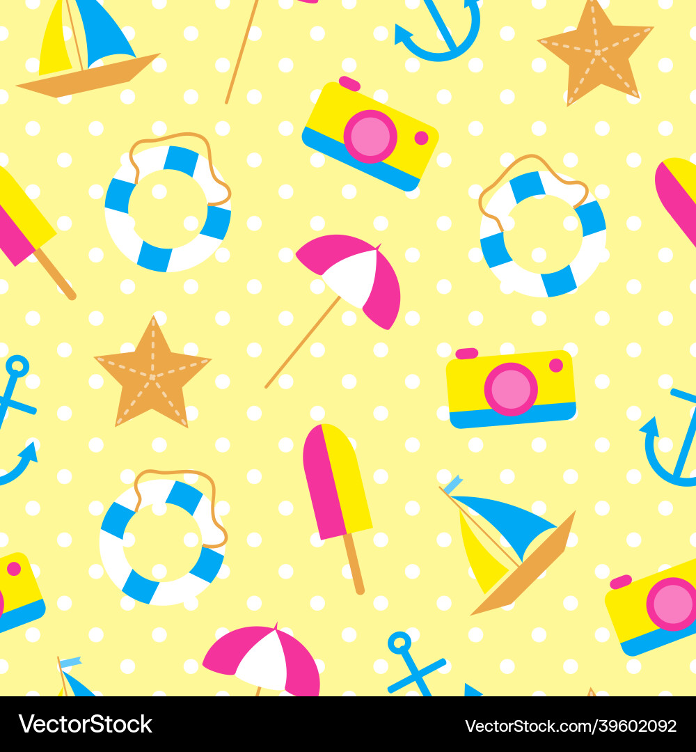 Seamless pattern with beach icons Seamless pattern with beach icons Vector Image