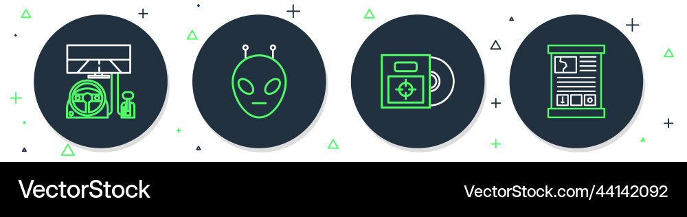 Set line alien cd or dvd disk in box racing Set line alien cd or dvd disk in box racing vector image