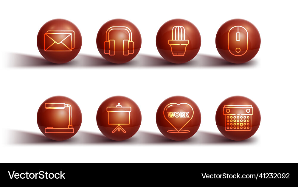 Set line envelope table lamp computer mouse Set line envelope table lamp computer mouse vector image