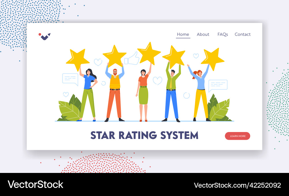 Star rating system landing page template tiny Star rating system landing page template tiny vector image