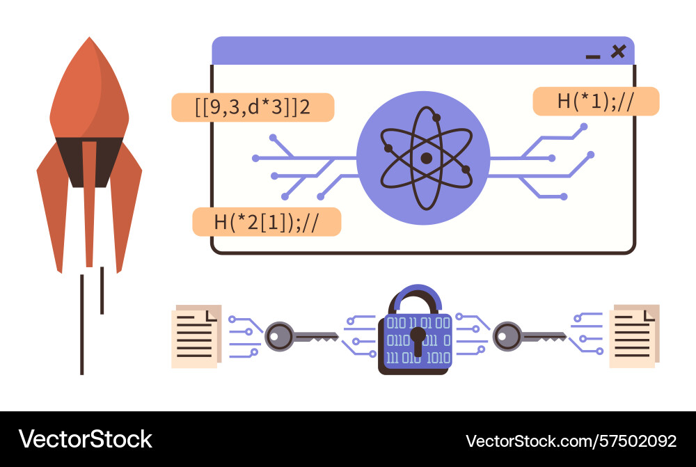 Technology development with rocket launch Technology development with rocket launch vector image