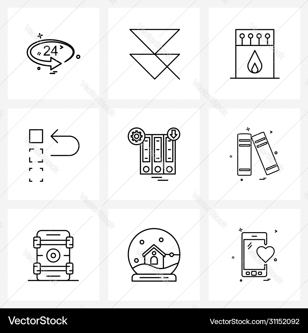 Ui set 9 basic line icons gear arrow Vector Image