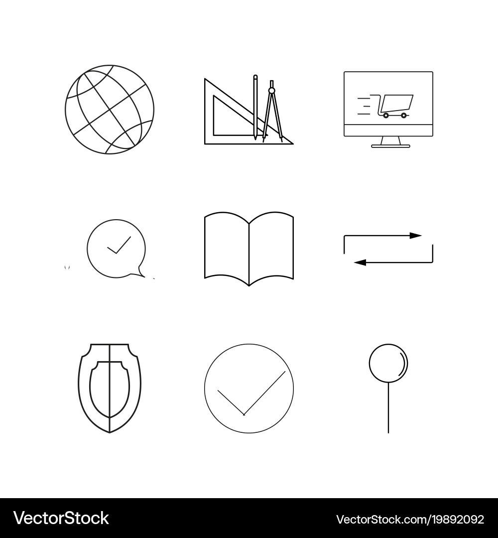Web linear icon set simple outline icons vector image