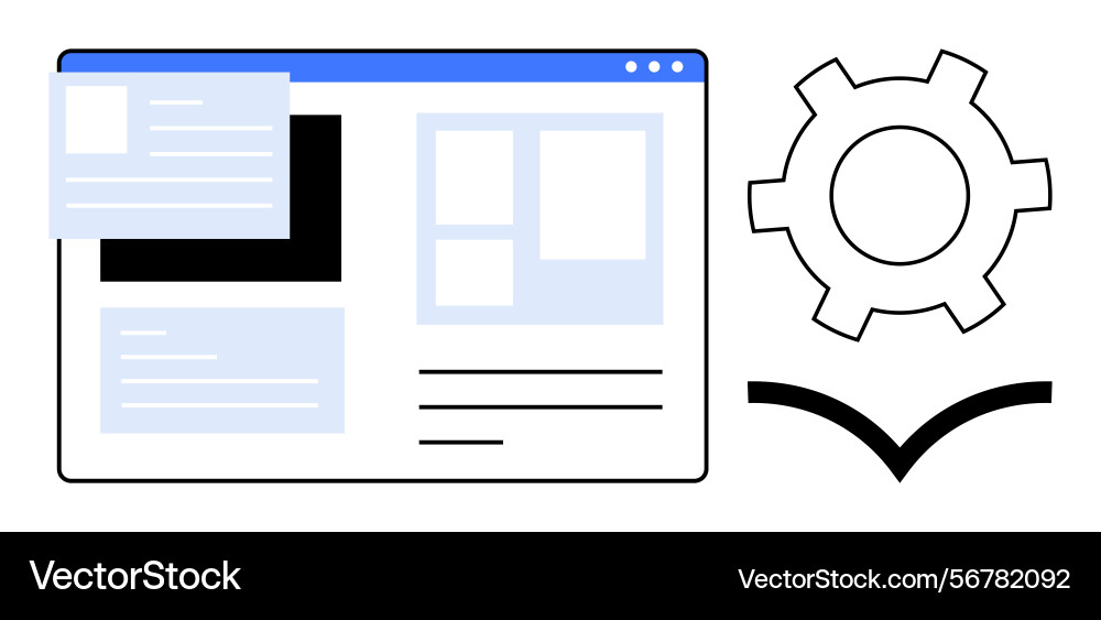 Website interface with gear and book elements Website interface with gear and book elements vector image