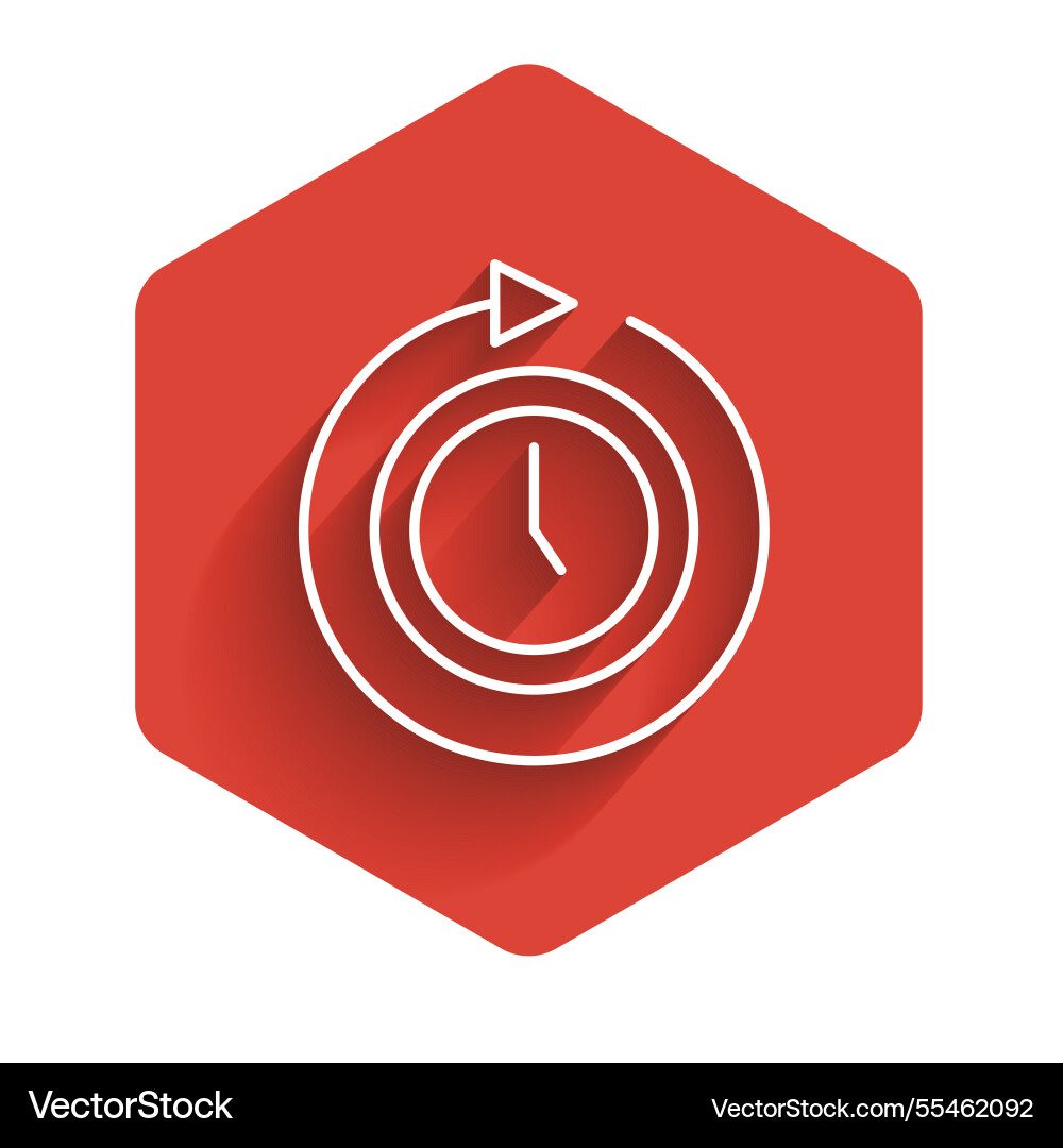 White line clock with arrow icon isolated White line clock with arrow icon isolated vector image