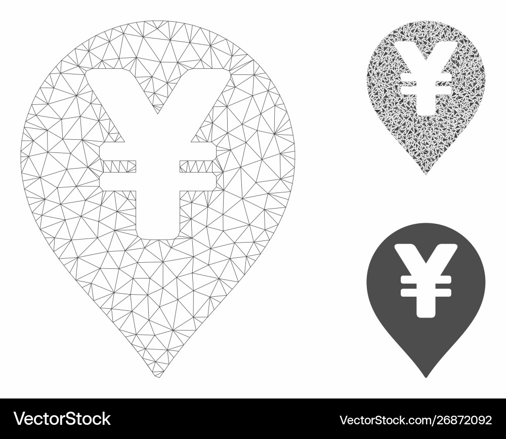 Yen map marker mesh network model Yen map marker mesh network model Vector Image