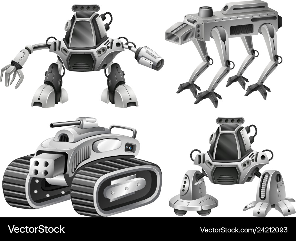 A set of isolated robot vector image
