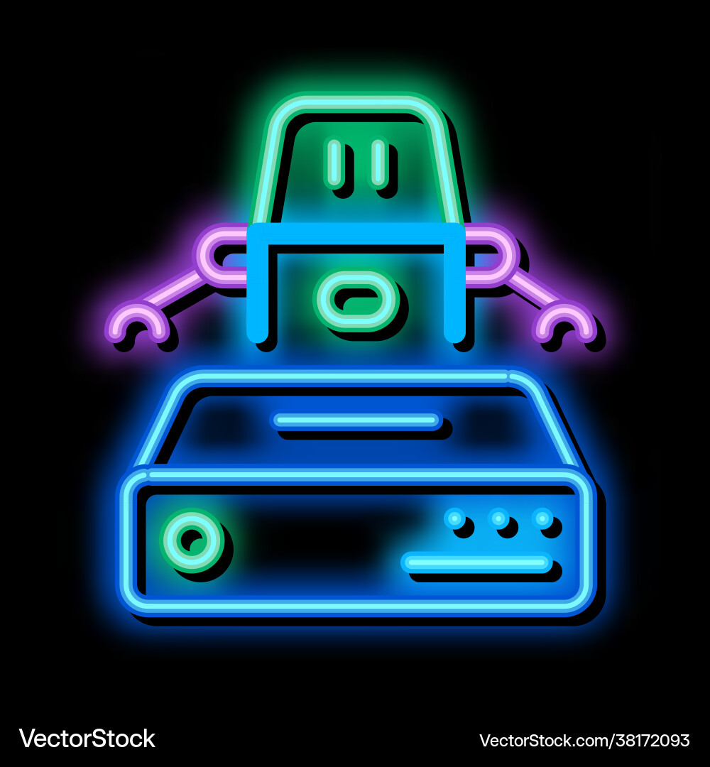Automation machine learning neon glow icon Automation machine learning neon glow icon vector image