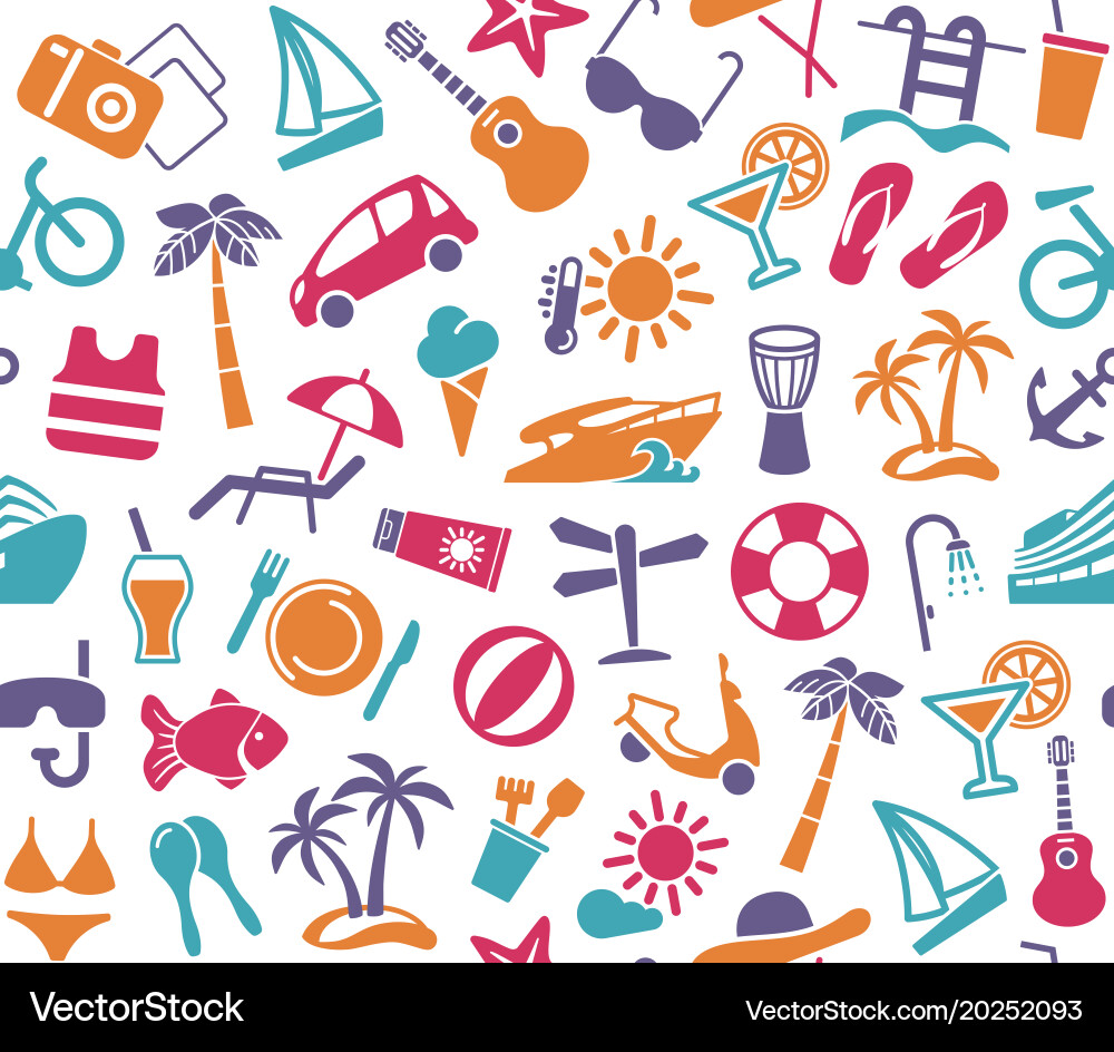 Beach Vacation Seamless Background Vector Image