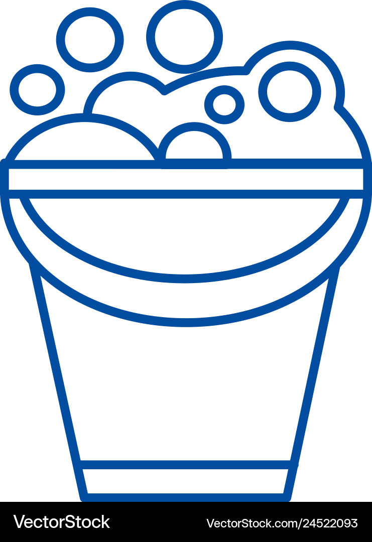Bucket with soap foam line icon concept Bucket with soap foam line icon concept Vector Image