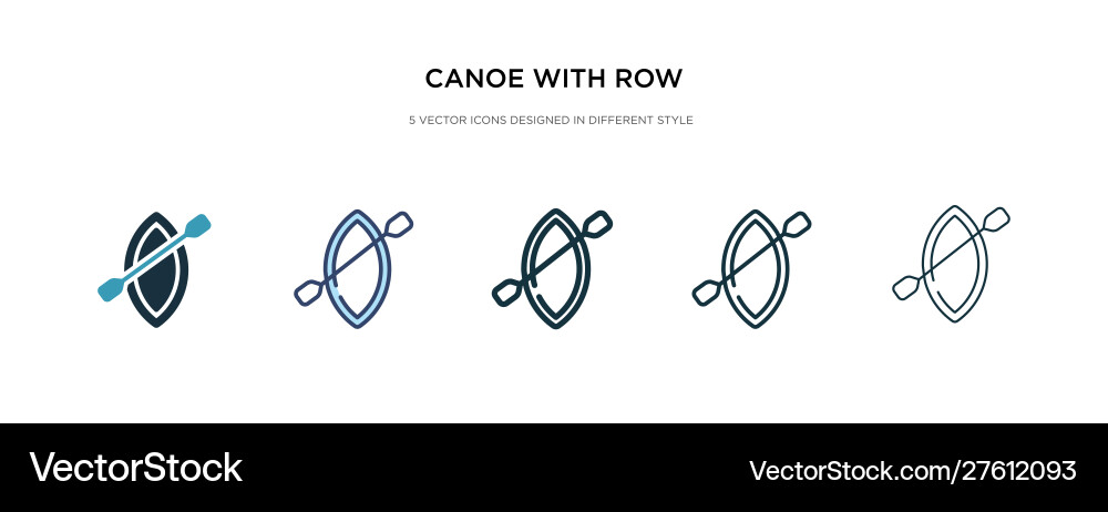 Canoe with row icon in different style two Canoe with row icon in different style two Vector Image