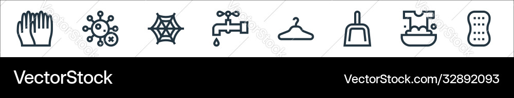 Cleaning line icons linear set quality Cleaning line icons linear set quality vector image