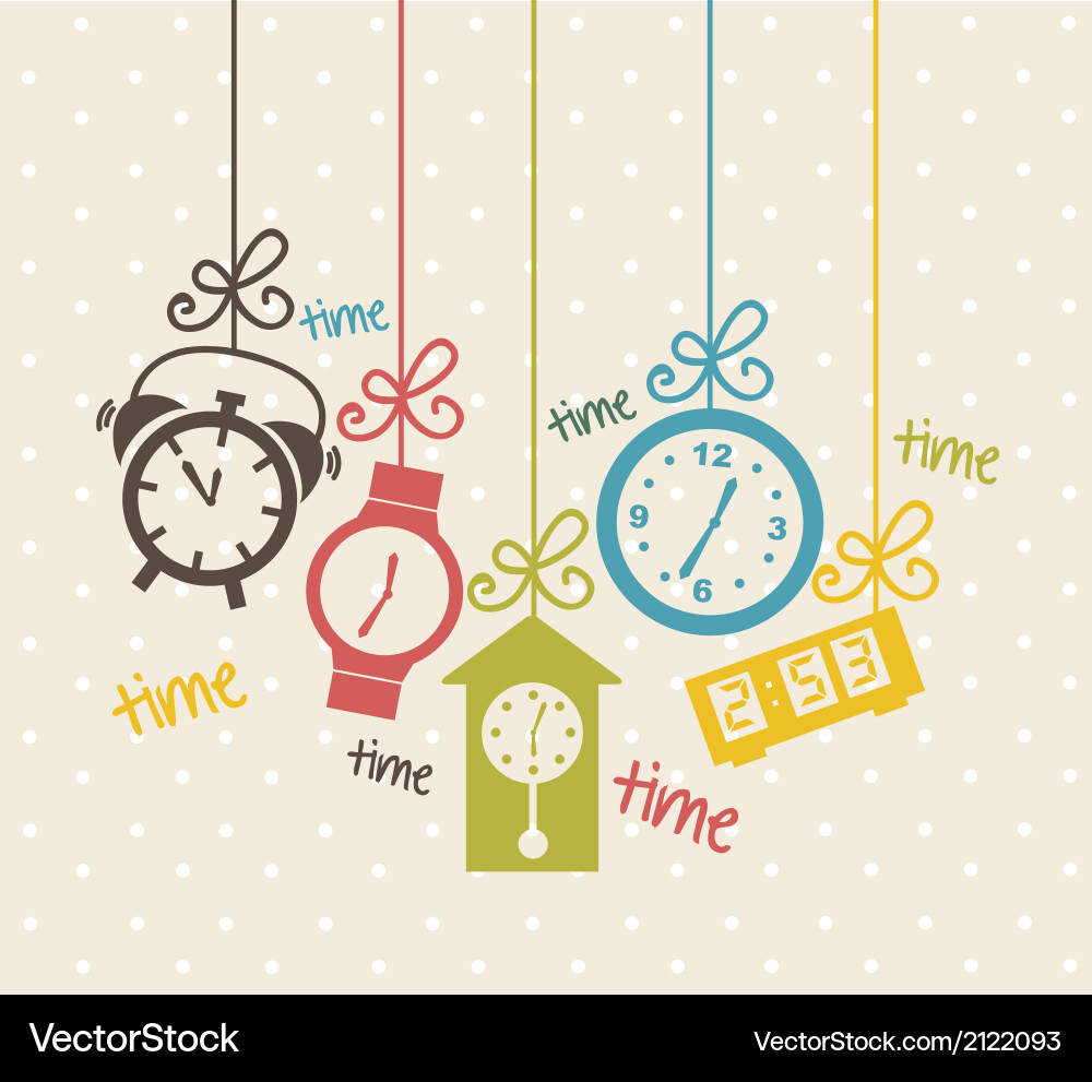 Clock icons over beige background Royalty Free Vector Image