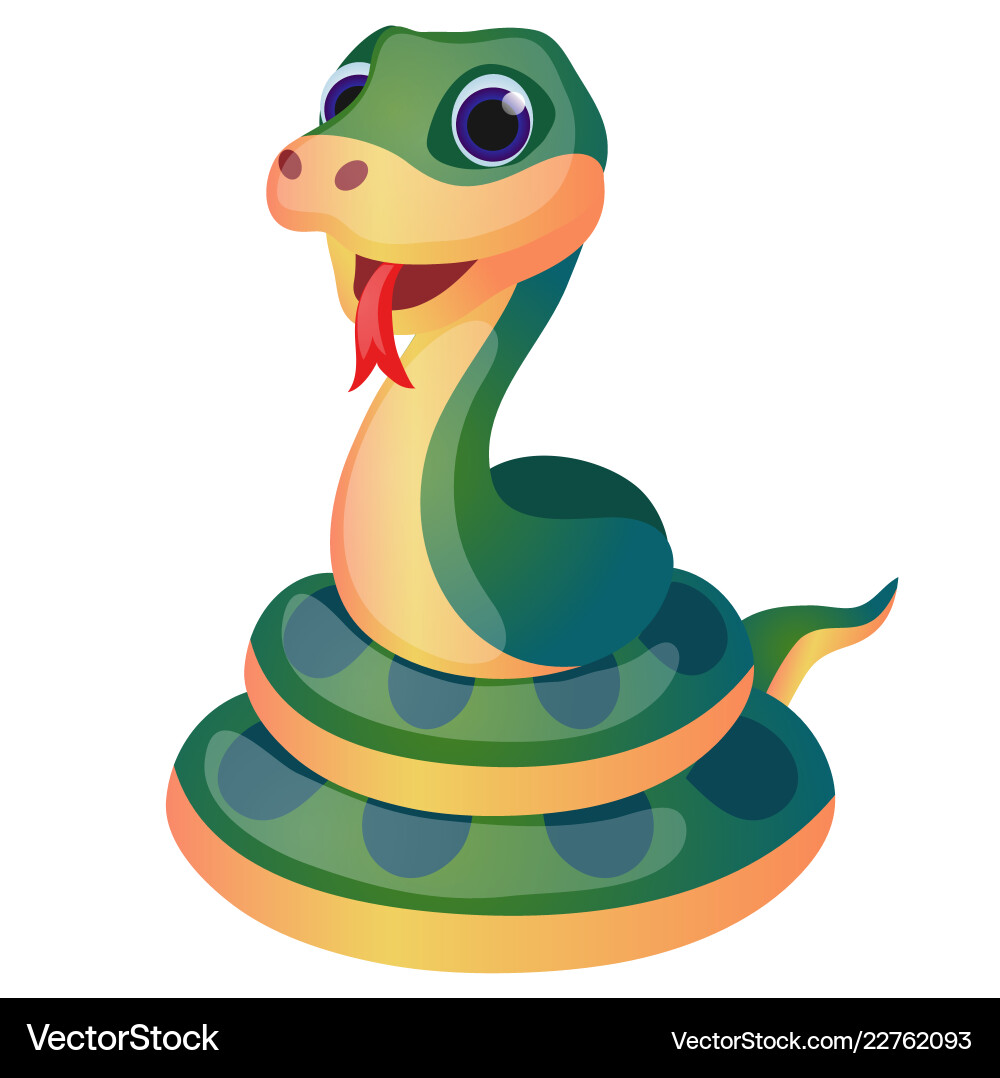 Cute Cartoon Green Snake Royalty Free Vector Image