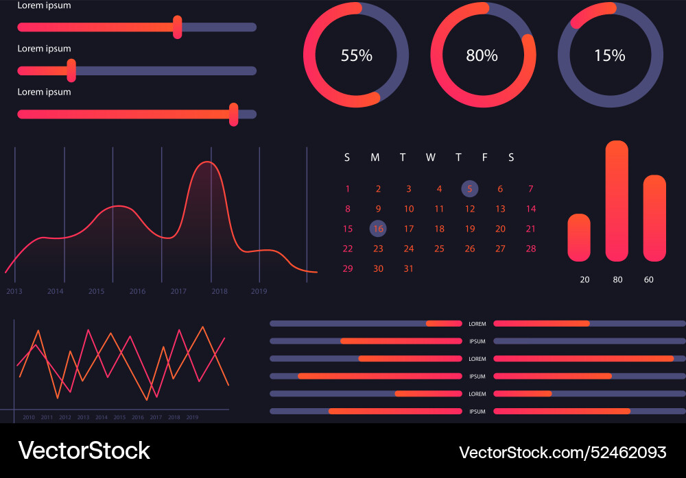 Dashboard element collection Vector Image