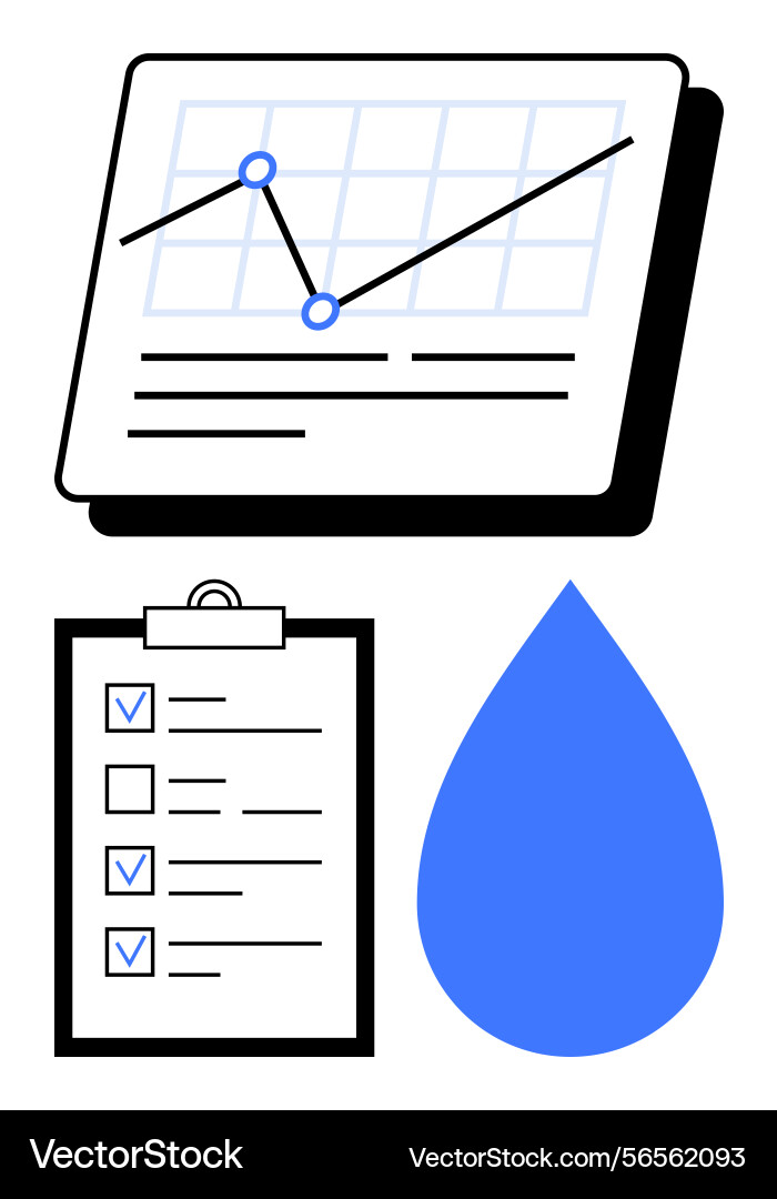 Data chart checklist and water drop representing Data chart checklist and water drop representing vector image