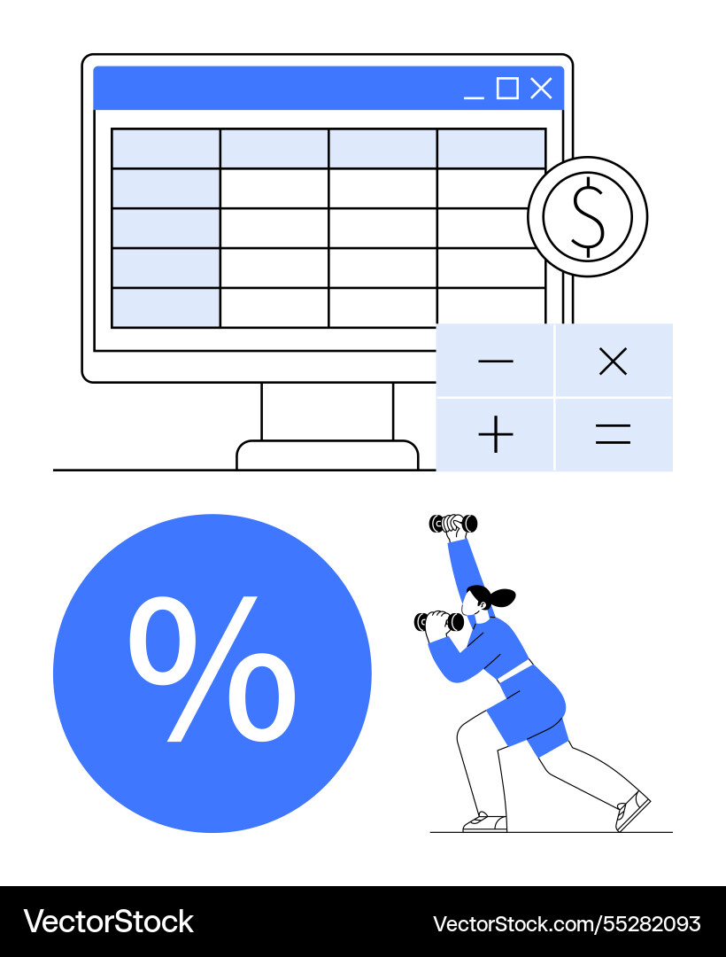 Financial analysis and calculation with computer Vector Image