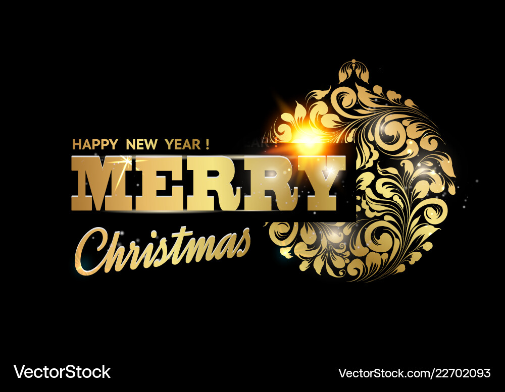 Golden ball toy on black background Golden ball toy on black background vector image