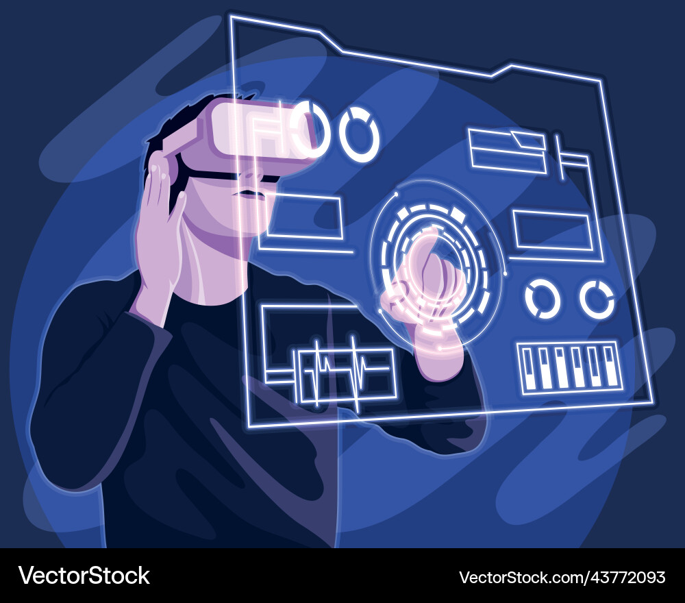Man with mask and hologram Vector Image