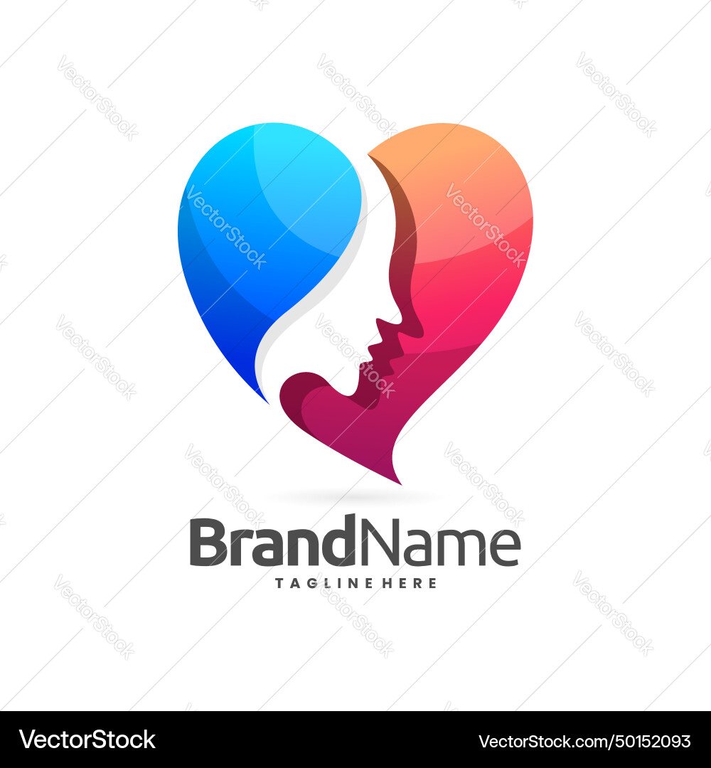 Mental Health Support Logo - Heart Shape Vector Image