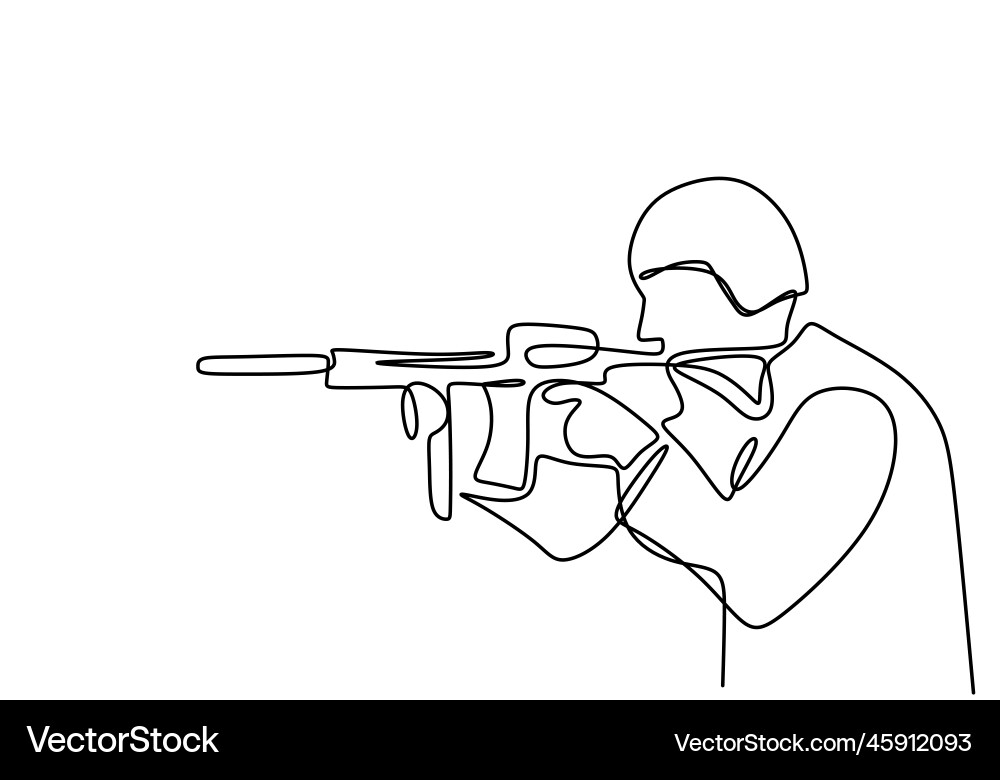 One continuous line drawing of army with uniform One continuous line drawing of army with uniform vector image