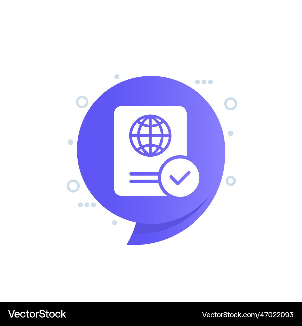 Passport control icon with check mark Vector Image