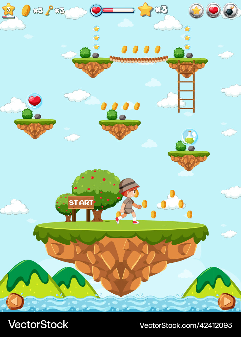 Platform game background template vector image