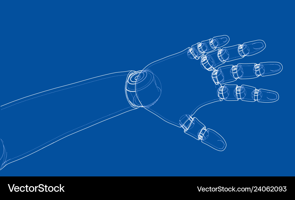 Robot hand outline rendering of 3d Robot hand outline rendering of 3d vector image
