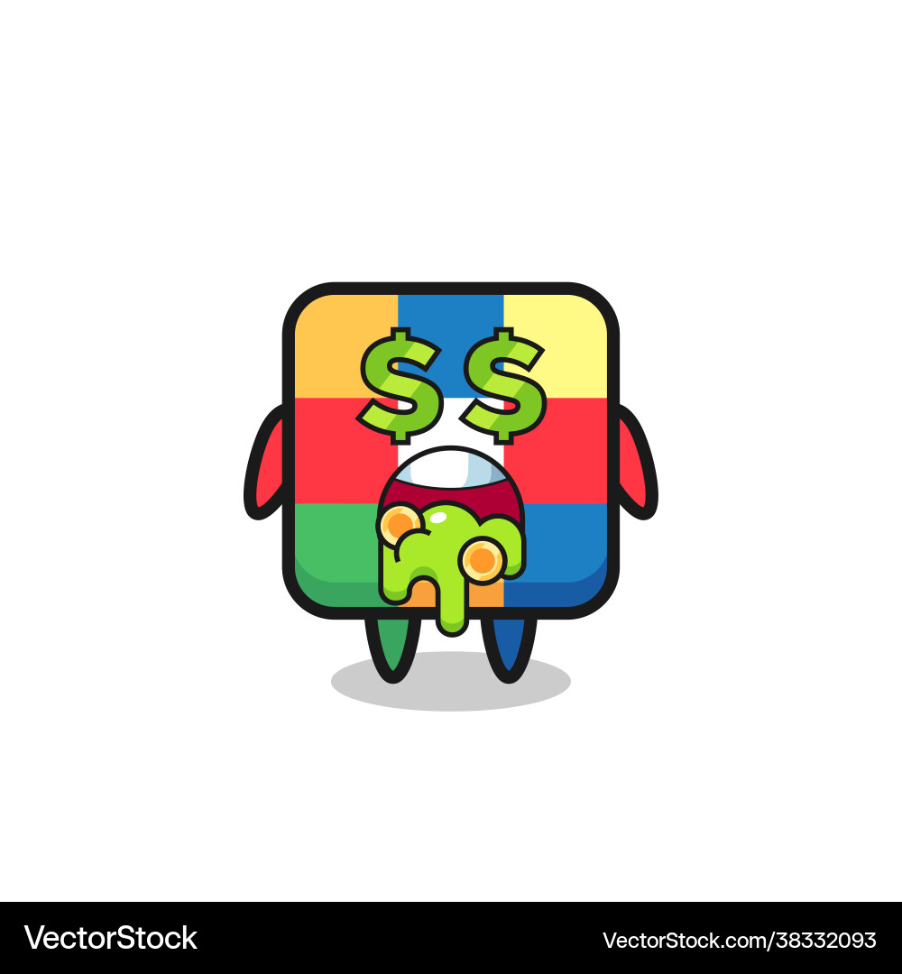 Rubik cube character with an expression crazy Rubik cube character with an expression crazy vector image