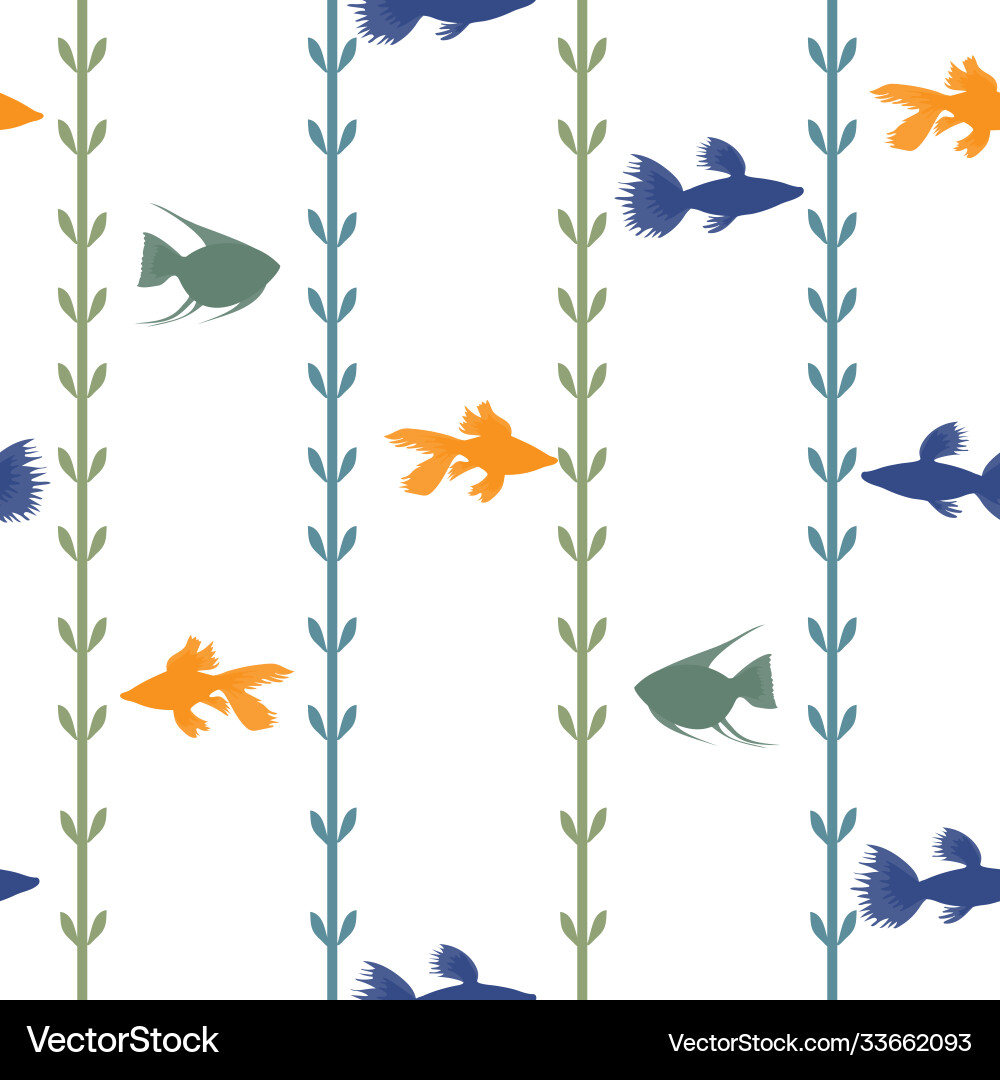 Seamless pattern with algae and colorful Seamless pattern with algae and colorful Vector Image