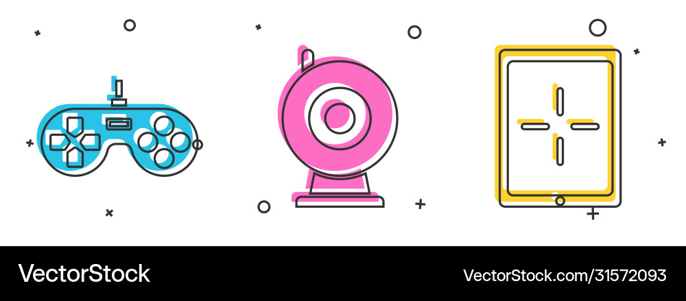 Set gamepad web camera and tablet icon Set gamepad web camera and tablet icon vector image
