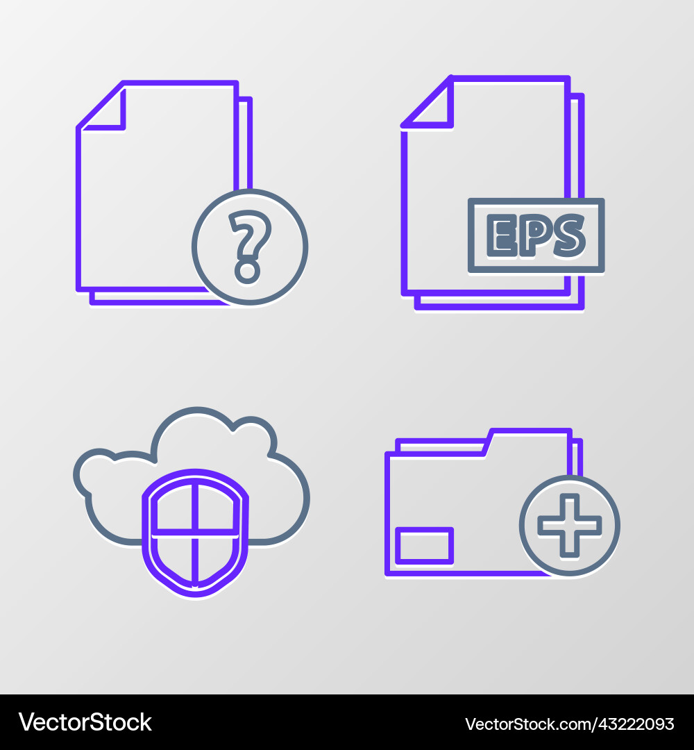 Set line add new folder cloud and shield eps Set line add new folder cloud and shield eps vector image