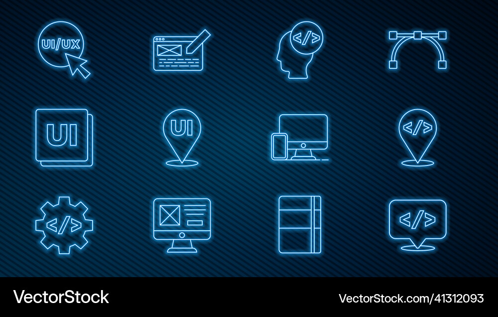 Set line front end development ui or ux design Set line front end development ui or ux design vector image