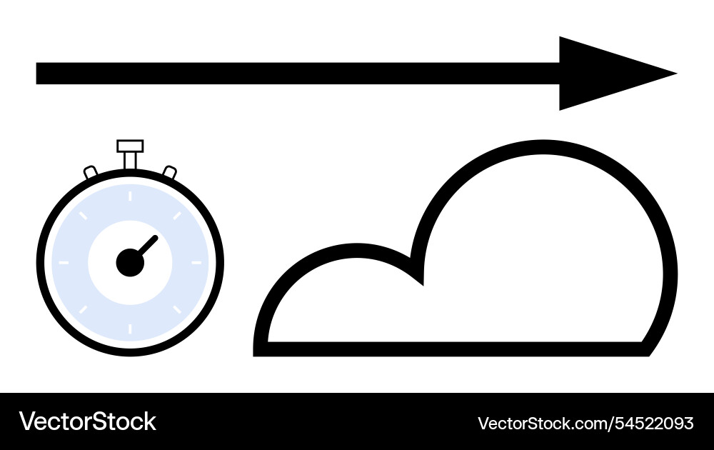 Stopwatch with cloud and arrow symbolizing speed Stopwatch with cloud and arrow symbolizing speed vector image