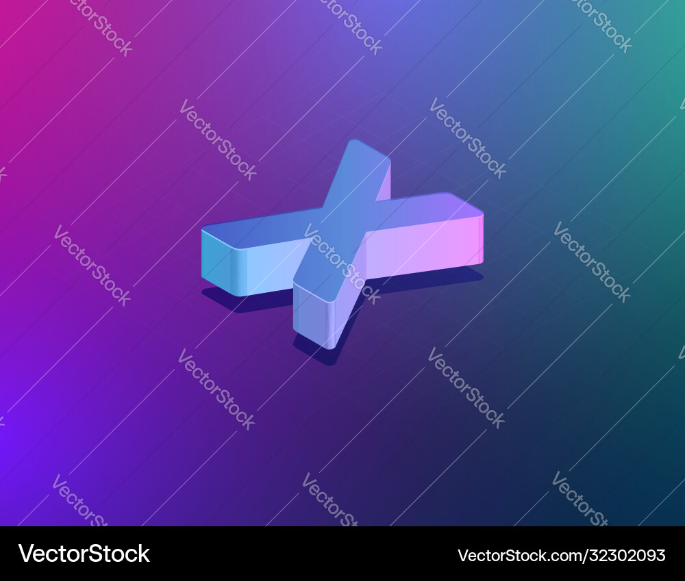 Three dee tech font character x isometric Vector Image