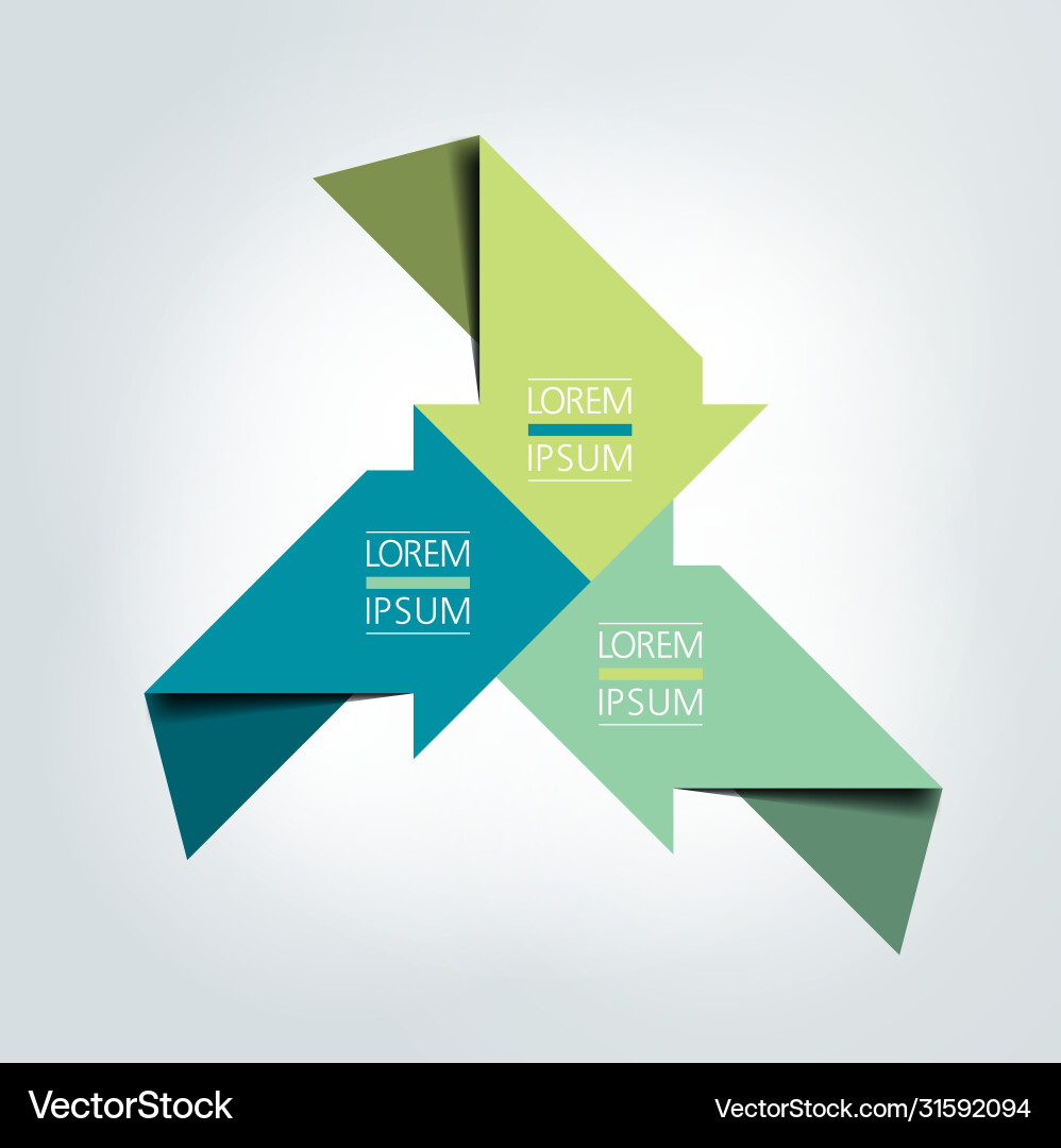 3 arrows connected midlde edge scheme vector image