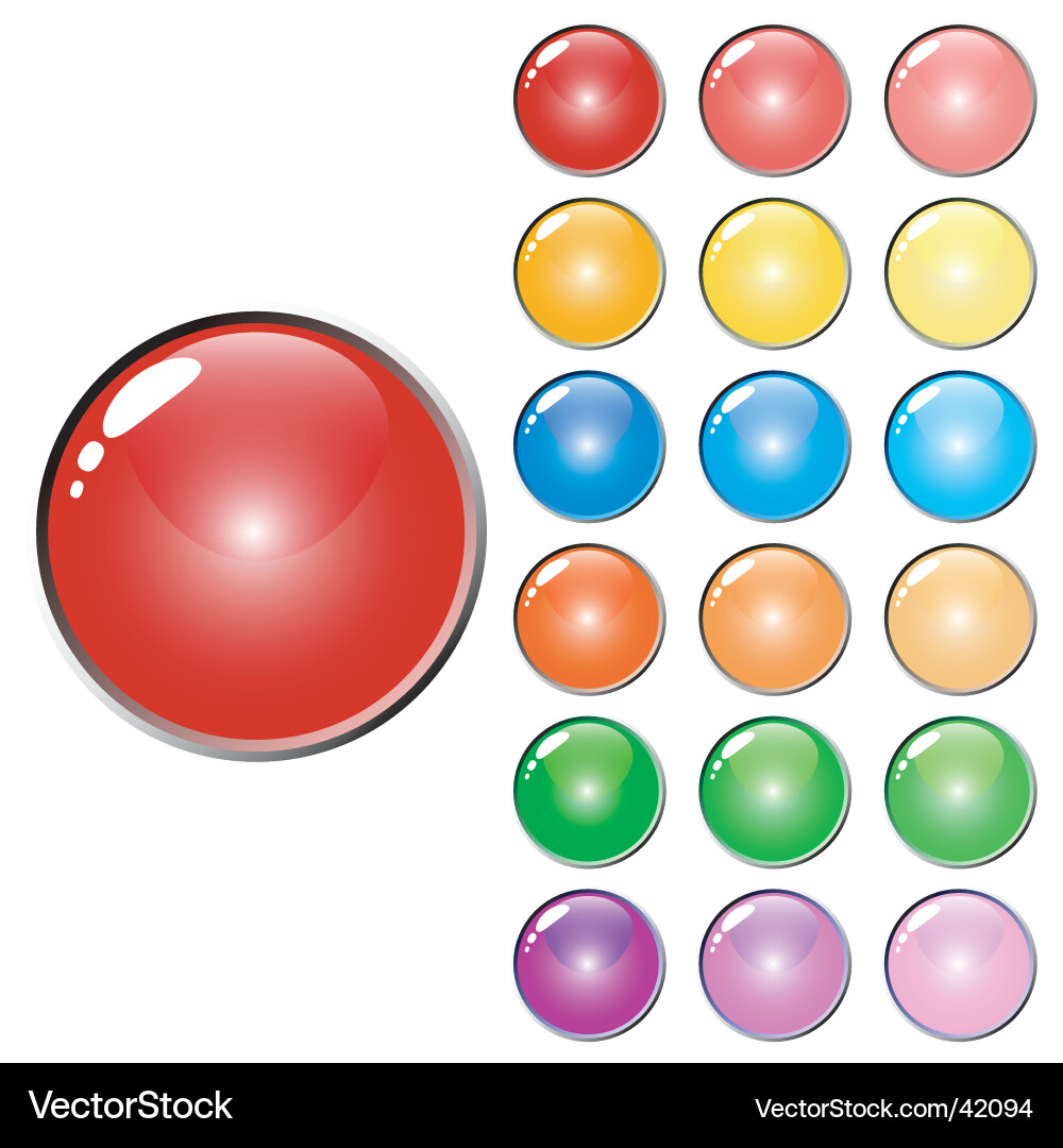 3d web glossy colored buttons vector image