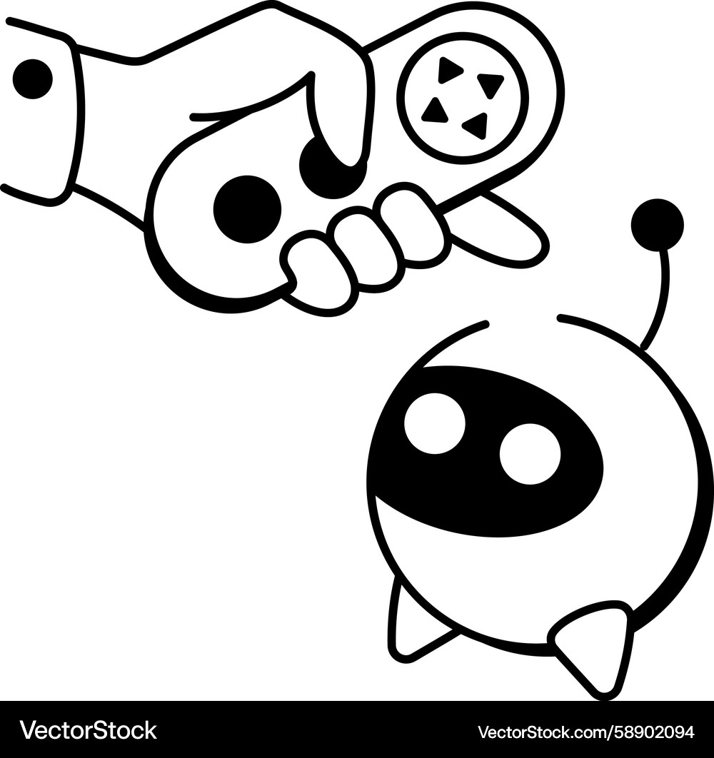 AI Controller Doodle Icon Vector Image