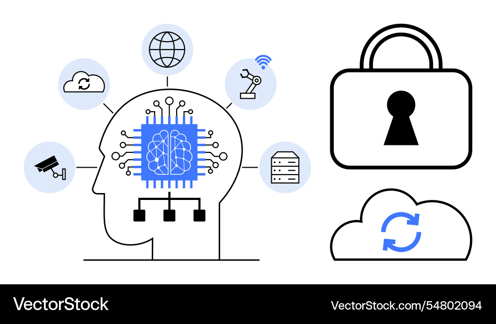 Artificial intelligence integration in technology Artificial intelligence integration in technology vector image