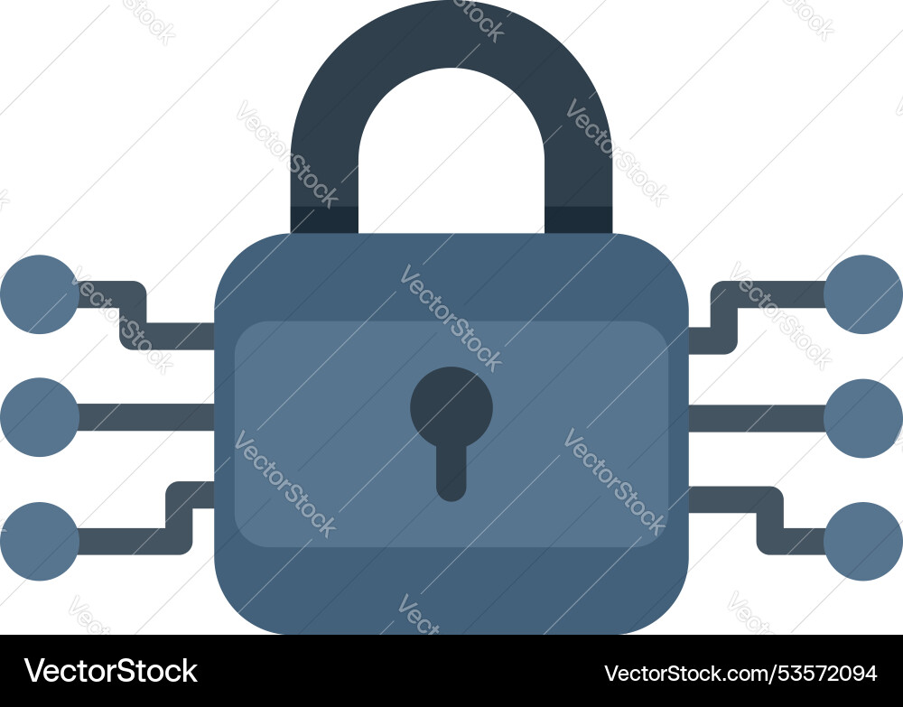 Closed padlock protecting network security system Closed padlock protecting network security system vector image