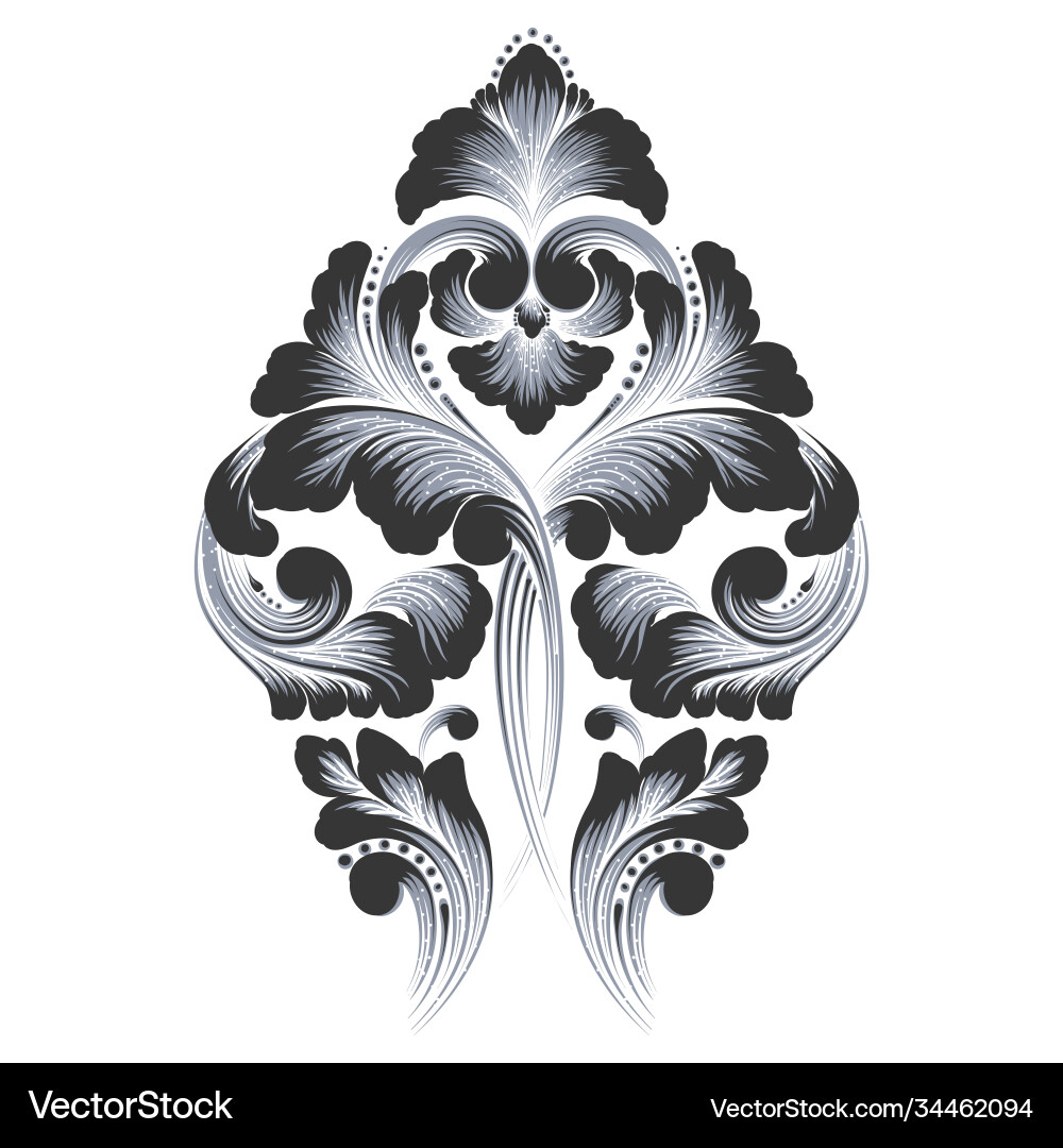 Damask element isolated central Damask element isolated central Vector Image