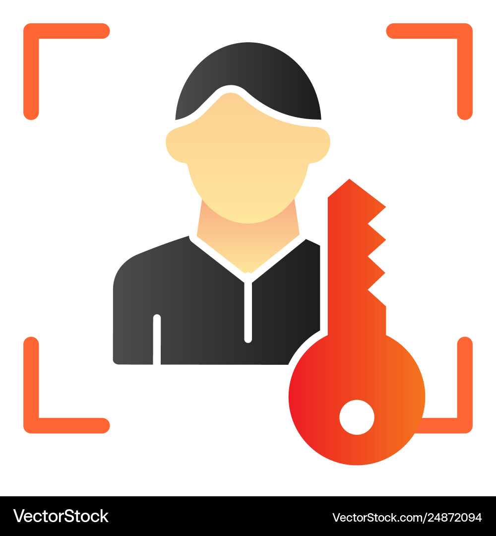 Face id scanner with key flat icon user Face id scanner with key flat icon user vector image