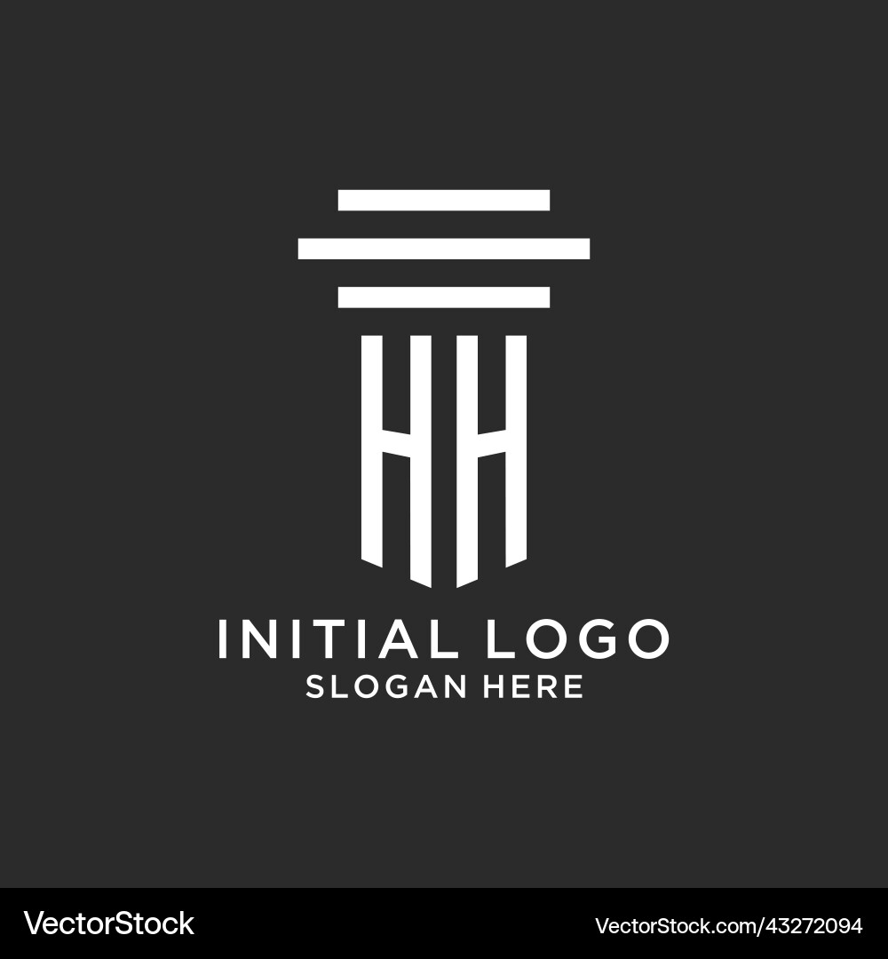Hh initials with simple pillar logo design Vector Image