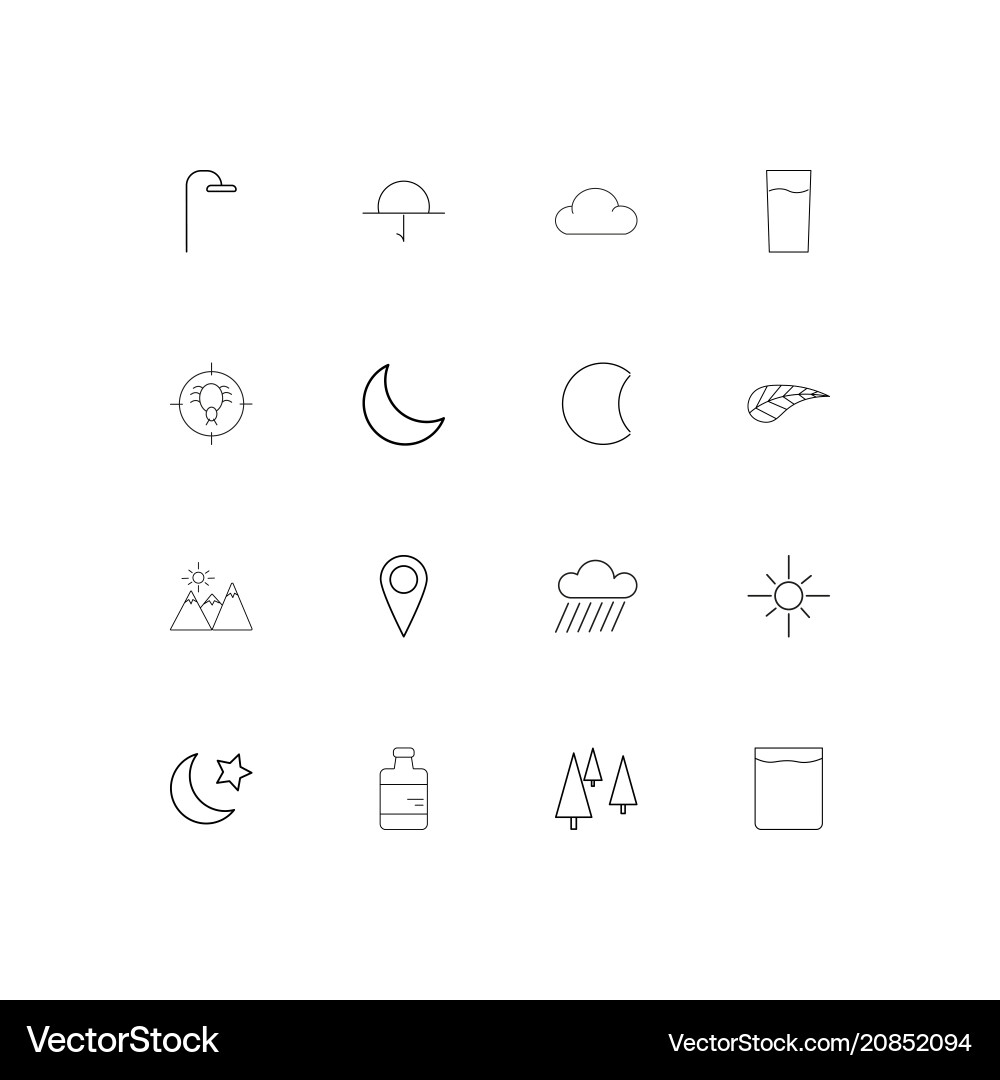 Nature linear thin icons set outlined simple vector image