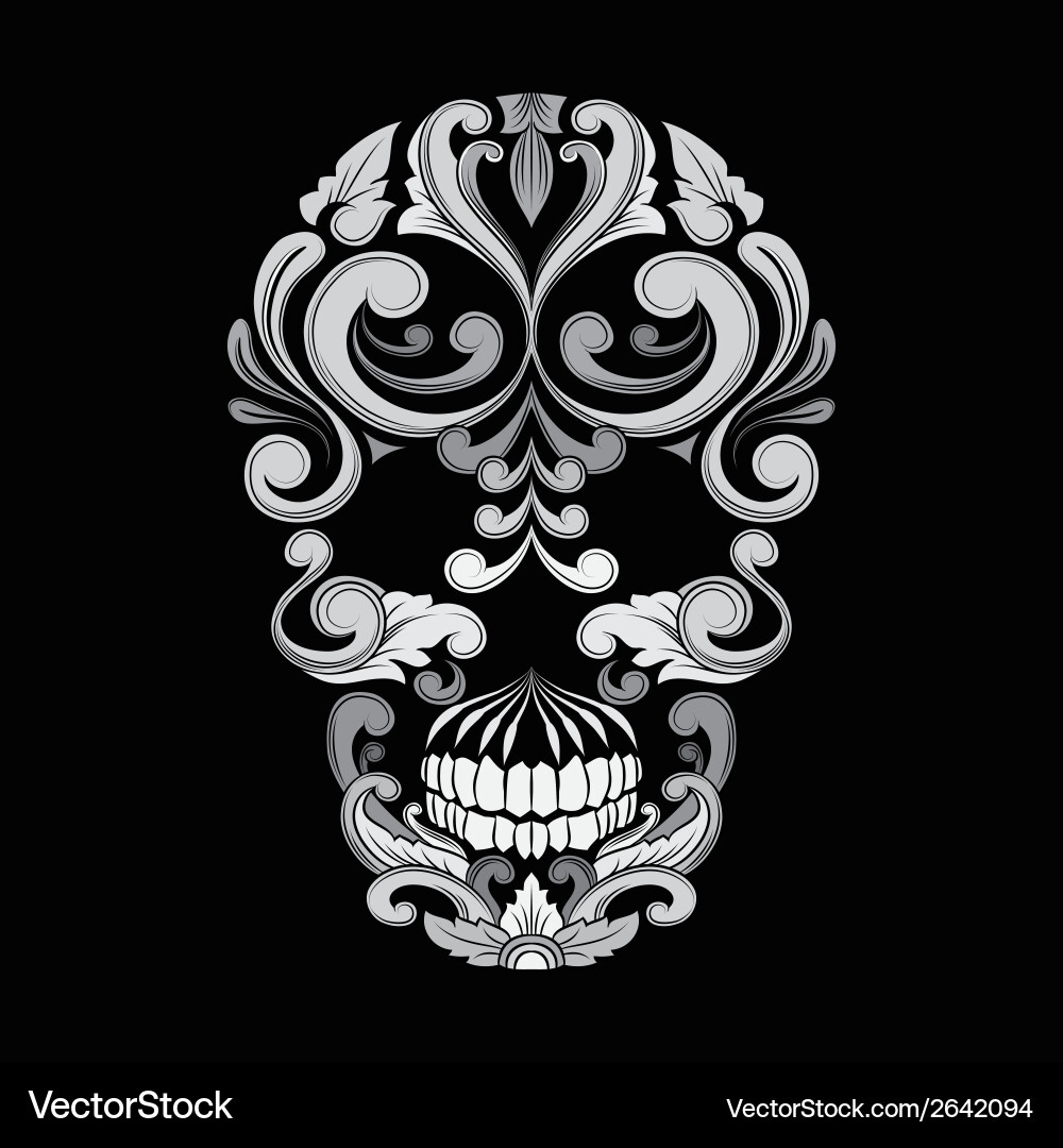 Ornamental Skull - Indonesian Style Vector Image